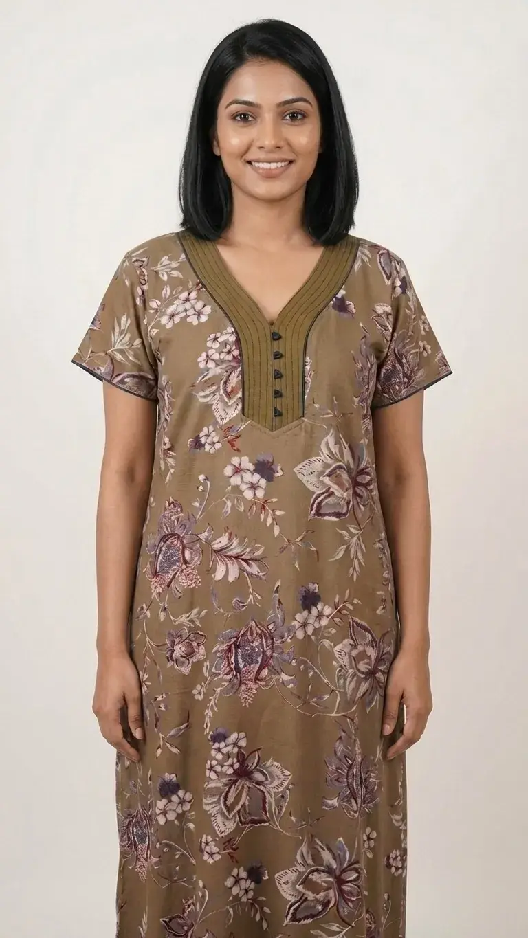 Floral Printed Night Gown